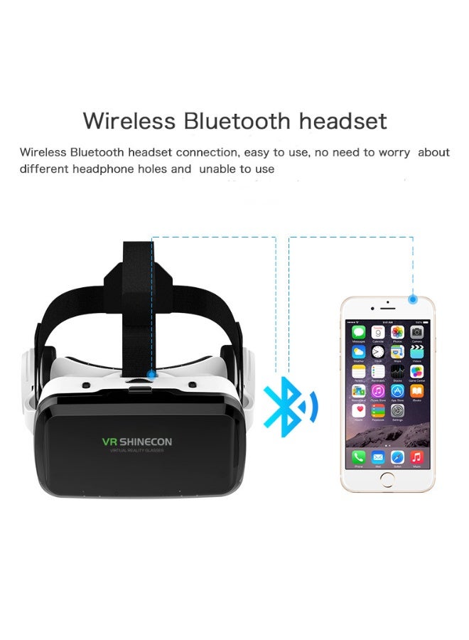 VR SHINECON Classic VR Goggles VR SHINECON 3D Virtual Reality Glasses+Controller Bluetooth Headset Version VR Glasses for TV, Movies & Video Games Compatible with iOS & Android Smartphone Within 5.5-7.2 inch Screen Phone Eye Protected Soft & Comfortable Adjustable Distance, IMAX Giant Screen/Optical Lenses/Panoramic Roaming/ Immersive Games - Image 4
